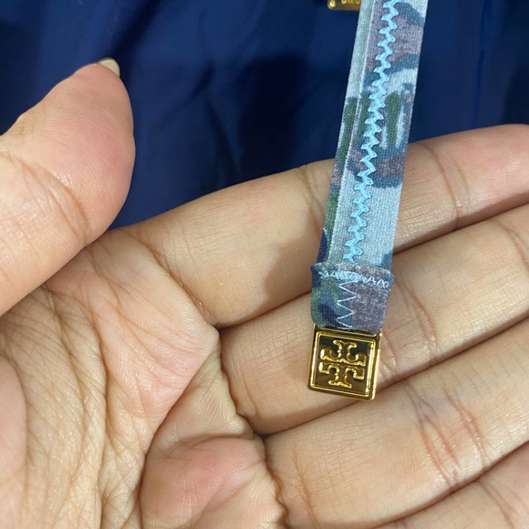 Tory Burch One Piece Swimsuit Medium Blue Boho Printed Backless Swim - Picture 6 of 9